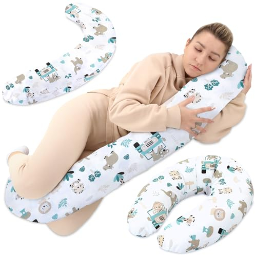 Totsy Baby Cojin Lactancia y Embarazo 190cm – Almohada para Dormir de Lado Descanso y relajación Ideal para futuras mamás Forma en C Oeko-Tex