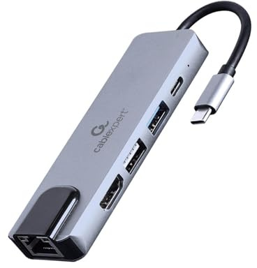 GEMBIRD ADAPTADOR MULTIPUERTO USB TIPO C 5 EN 1 HUB HDMI PD LAN