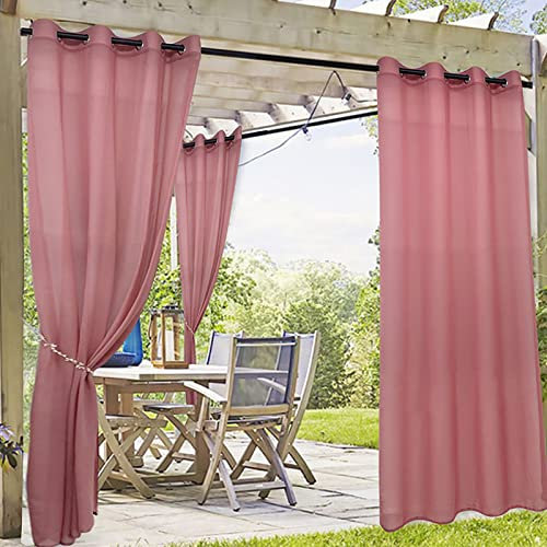 XQKXHZ Cortinas Impermeables para Exterior,1Pieza Cortina Translúcida De 132X213cm, Cortinas De Exterior Proteccion Solar para Jardín Terraza Pabellón Balcón,Rosado