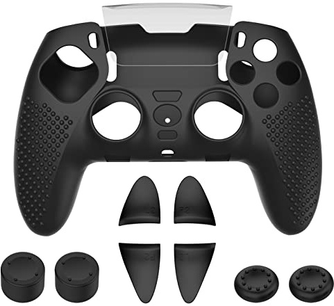 Palumma Funda de silicona antideslizante para controlador de PS5 Edge, cubierta protectora antideslizante con tapas de agarre para el pulgar (DualSense)