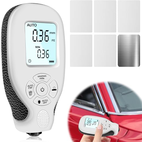 Lackmessgerät Auto, Schichtdickenmessgerät Messbereich 0 bis 2000um, Lackdickenmessgerät für auto mit Hintergrundbeleuchtung Digitale LCD-Anzeige, Beschichtungsdickenmessgerät Für Eisen und Aluminium