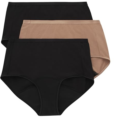 Hanes Confort, Période Slips, Super Leak, sous-vêtements Post-Partum et Menstruels, Lot de 3 Slips Femme (Lot de 3)