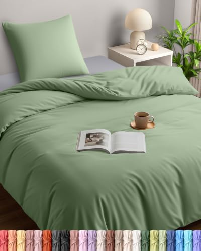 Utopia Bedding Funda Nordica Cama 90 - Microfibra Juego de Funda de Edredon 135x200 cm y 1 Funda de Almohada 80x80 cm (Verde Salvia)