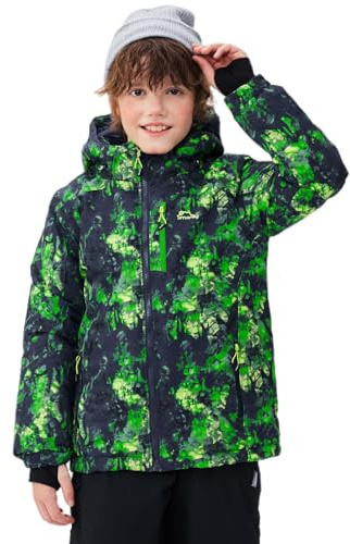 SMONTY SNOWER Giacca da neve per ragazzi con cappuccio rimovibile, giacca da sci, calore extra, cappotto invernale