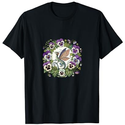 Stiefmütterchen Blume Drache Illustration Gartenarbeit Drachen Kunst T-Shirt