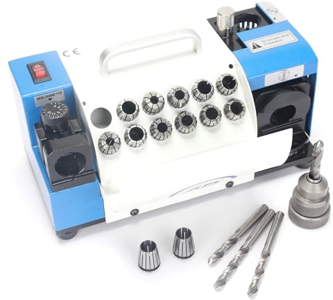 Drill Bits Sharpener, MR-13A Drill bit Grinding Machine 3-15mm, 95° to 135° Point Angle Adjustable Drill Bit Re-Sharpener, Portable Bits Sharpening Machine with 13 Collets