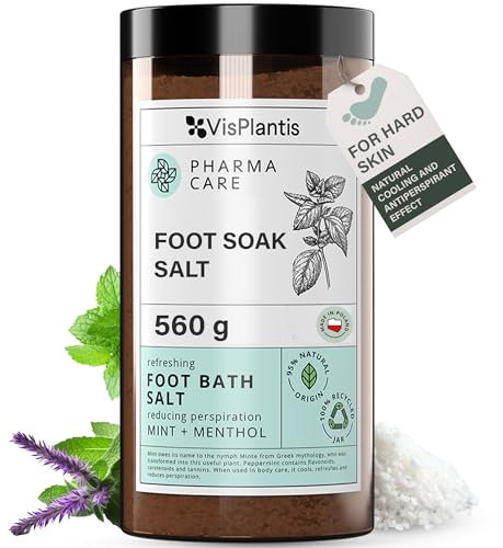 Sel de Bain pour les Pieds Vis Plantis à la Menthe & Menthol pour Réduire la Transpiration – 560g Bain de Pieds Rafraîchissant, Exfoliant & Apaisant pour Peaux Dures, Pieds Fatigués & Muscles Endolori
