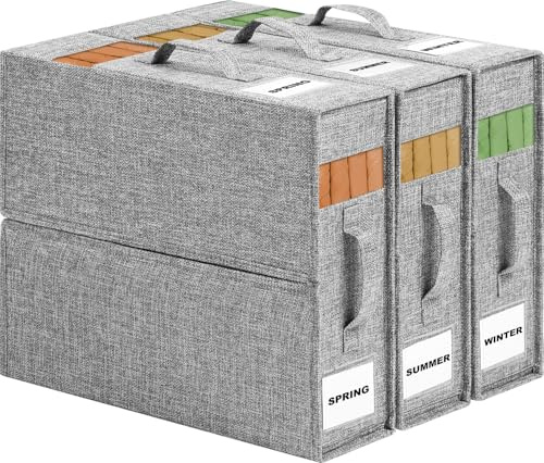 XGMZTN Lot de 3 Boite Rangement Drap de Lit, Linge housse de Rangement Drap Placard, Organisateur de Drap Pliable, Rangement Parure de Lit, Gris