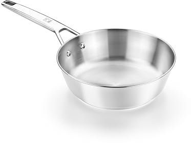 BRA Signature | Sartén honda 24 cm, Acero Inoxidable 18/10, Sin Antiadherente, Triple Fondo Difusor, Apto para todo tipo de Cocinas e Inducción