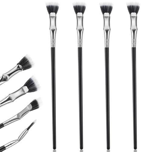 Piriuuo 4 Pcs Folding Angle Scalloped Lash Brush, 2025 New Mascara Fan Brush Multifunctional Fan Shaped Eyelash Comb Eyelash Separator Tool Eye Lash Makeup Tools for Upper Lower Eye Lash
