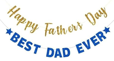 Happy Father's Day Glitter Black Banner Beer Bunting Banner for Dad Father's Party Decorations Backdrop Garland for Father's Day(Black Gold) (Blue Gold)