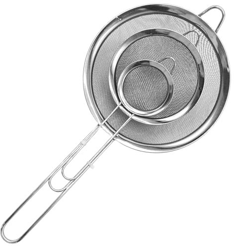 hurifeng 3pc Edelstahl Mehlsieb Set - Feinmaschiges Küchensieb aus Edelstahl 7/8/10 cm - Sieb Küche - Sieb Feinsieb - Hochwertiges Mehlsieb Strainer