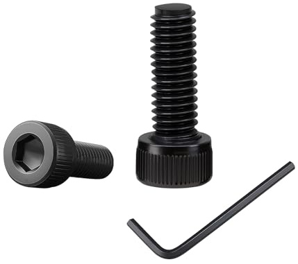 100 viti a testa cilindrica con esagono incassato, viti a testa cilindrica con 1 chiave a brugola, filettatura completa in acciaio al carbonio (nero) per elementi di fissaggio (M4, lunghezza: 10 mm)