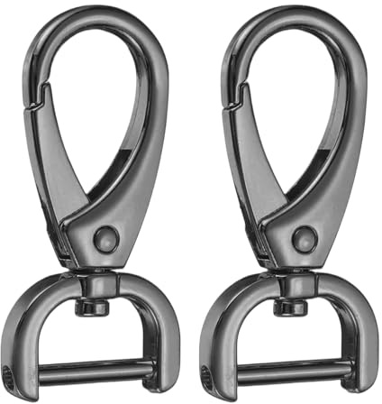 QUARKZMAN 2pcs Mosquetones Giratorios con Anillo D, 16mm Llavero Metálico con Cierre de Langosta Mosquetón Hebilla Abierto para Manualidades Mochila Bolso Artesanía Bricolaje, Gris