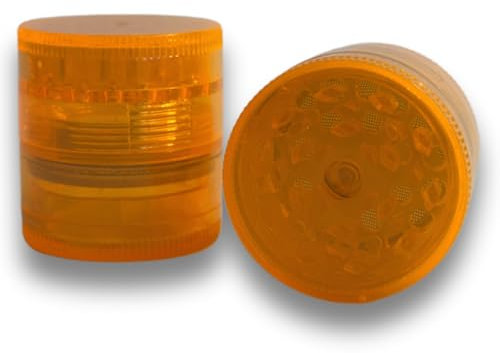Krautmeister - Molinillo de 4 piezas de 25 mm de diámetro, molinillo de hierbas de alta calidad, trituradora para hierbas secas, polen, flores, especias con colador de polen, mini (mango naranja, 25