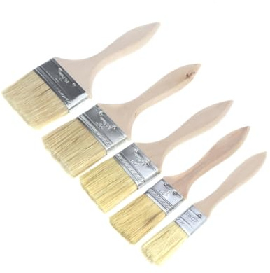 HYTROVE Lot de 5 Pinceaux de Peinture avec Manche en Bois pour Travaux de Précision sur Meubles et Murs, Poils Naturels pour Artisanat et Rénovation