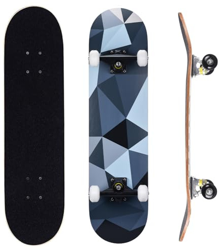 ERNAN Skateboard 31x8 Zoll Komplette für Kinder Jugendliche Erwachsene, komplettes Standard-Skateboards, 7 Schichten Ahorn-Deck, konkaves Skateboard