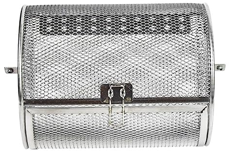 JOINPAYA Panier à Griller INOX Rotatif 14x23 Cm pour Rôtisserie Multifonction Barbecue Jardin Cuisson Noix Légumes Fruits