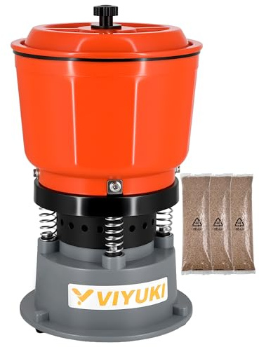 VIYUKI 9LBS Vibratory Tumbler Polishing Machine | for Rocks/Metal Parts/Screw(with 3LB walnut shell media)