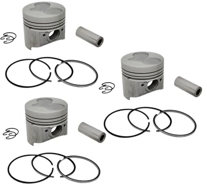 Congparts Kit de piston 3 pièces 16853-21050 16851-21114 compatible avec Bobcat Mini-pelle 316 320 322 323 compatible avec moteur Kubota D722 EBH Tracteur B7300 B7400 HSD 1900 Tondeuse TG18600 54 Z
