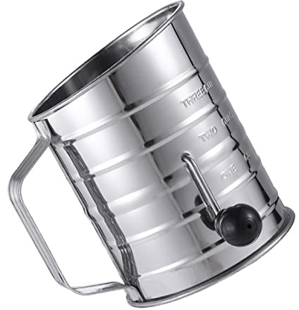 GLEAVI Stainless Steel Manual Crank Baking Flour Sifter for Kitchen Baking Cooking Sieve Handheld Design