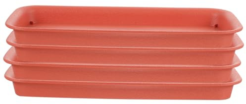 ROMISBABA 4 Pezzi Sottovasi Rettangolari Grandi per Piante Vassoi in Plastica Resistenti Perdita per Fioriere per e Protezione Superfici e Decorazione Casa