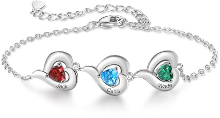 Jeweidea Personalisiert Damen Armband mit Namen Herz Anhänger Armband mit Gravur für Oma Mama Personalisierte Geschenke Frauen