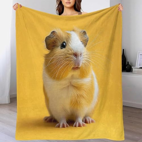 Flanell Kuscheldecke 220x240 cm Meerschweinchen Decke Flauschig Niedliche Tiere Wohndecken Fleecedecken Weiche Warme Decken für Sofa, Couch und Bett A-2000