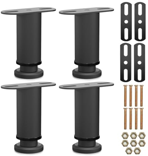 Höhenverstellbare Bettbeine 12-18 cm Bettfüße Metall, 4 Stück Stützfuss für Bett Mittelbalken, Robuste mittlere Stützbeine des Bettrahmens, Bettfuß Möbelfüße Stützfuss für Betten Schrank Tisch Sofa