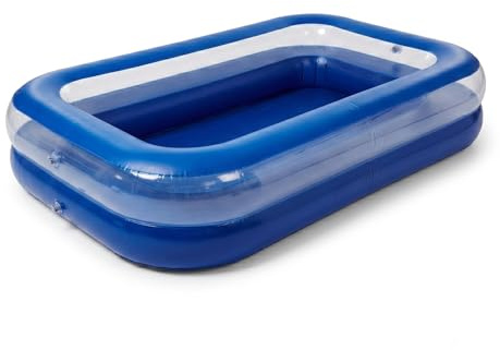 Giant Blue Rectangular Inflatable Swimming Pool – 262 x 175 x 50 cm | Large Family Garden Pool | 815L Capacity | Drain Plug & Fill Valve | Outdoor Summer Pool | Age 6+ | Adults & Kids