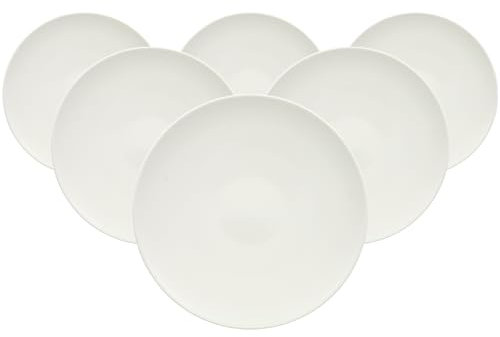 Villeroy & Boch Royal Coupe-Teller 6er Set, 33 cm, Spülmaschinenfest, Mikrowellensicher, Coupeteller, Speiseteller, Essteller, Teller Keramik, Geschirr, Premium Bone Porzellan, Weiß