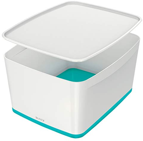 Leitz MyBox WOW Large with lid, Storage Box, Ice Blue