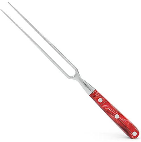 Giesser seit 1776 - Made in Germany - Tranchiergabel 21 cm Red Diamond, PremiumCut Fork No 1, Fleischgabel, Acryl, rot, rostfrei, deutsches Grillmesser scharf