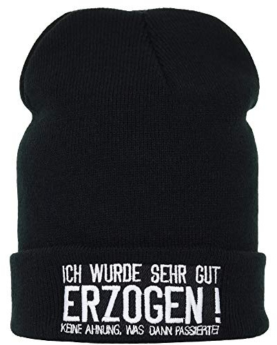 EXPRESS-STICKEREI Haube mit Spruch Ich wurde sehr gut erzogen! - Warme Wintermütze mit Spruch - Lustige Strickmütze - Beanie für Damen und Herren - Unisex Wollmütze Heavy Metal