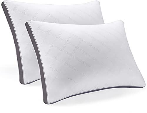 2er Set Sleeping Allergiker Kopfkissen: Flauschig Premium Polyester Schlafzimmer Hotel Bettkissen Microfaser Fuellkissen Comfort Waschbar Kissenset mit Reißverschluss 65x50 cm