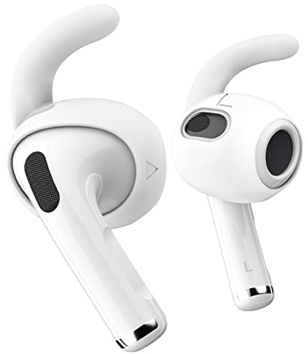 KeyBudz EarBuddyz Silicone Earphone Attachments for Apple AirPods 3, EarPods Headphones Earphones Accessories, Ear Hooks, Non-Slip, Sports, White