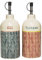 Tranquillo Essig und Ölflasche Spender Set MIX'N'MATCH aus handgestempeltem Steinzeug, 7x7x15 cm. Fassungsvermögen: 450 ml pro Flasche