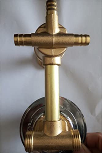 Concealed 2/3/4/5 Water Outlet Brass Shower Tap Screw Thread/Intubation Copper Cabin Room Mixing Valve, G1/2 Cold and Hot Mixed Diverter Faucet for Bathroom, Ceramic Cartridge (3 ways intubation)