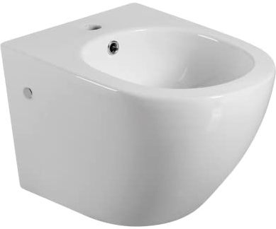 Bidet Suspendido Cerámico de Baño | Bidé al Aire Fondo Reducido Sin Tapa Redondo Cerámico Moderno y Fácil Limpieza | Blanco Brillo