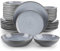 vancasso Karst Juego de Vajilla Completa de 32 Piezas para 8 personas, Esmalte Reactivo Vintage de Gres con Platos Llanos Platos de Postre, Cuencos de Pasta y Tazones de Cereales, Gris