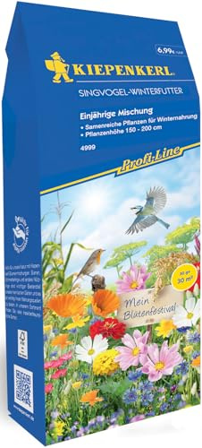 Kiepenkerl Profi-Line Blumensamen-Mischung Singvogel Winterfutter 4999 – Samenreiche Pflanzen für Winternahrung - Pflanzenhöhe 150-200 cm - für 30 qm - Blumenwiese, Samen Anzucht