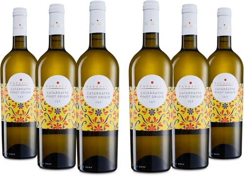 Fatascià Catarratto Pinot Grigio Terre Siciliane IGT, Vino Bianco dal Gusto Morbido e Leggero, Profumo di Frutta Bianca e Note Floreali, Gradazione 13% Vol, Confezione con 6 Bottiglie da 750 ml