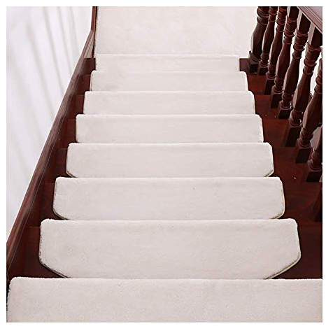 Treppenstufen-Teppich, 5 Stück, Treppenstufenmatte, rutschfestes Treppenkissen, Treppenschutz für den Innenbereich, moderne Stufenmatten für Bodentreppen (Farbe: Weiß, Größe: 10024 cm) Treppenmatte