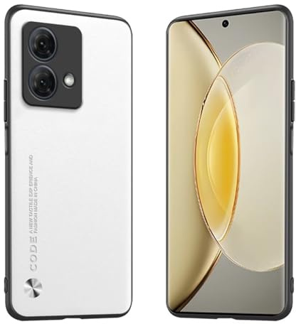 Longstong Funda para el Motorola Moto Edge 40 Neo (6.55) Carcasa de Cuero Metálico de la Serie Code - Blanco