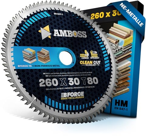 HM Kreissägeblatt 260x30 Z80 Trapez-Flachzahn für Aluminium. AMBOSS WERKZEUGE® Sägeblatt 260mm komp. zu Makita 2704N. MLT100NX1. LH1040F Festool Kapex KS 120 DeWalt DW711 Makita DLS111. LS1019L. 1018L