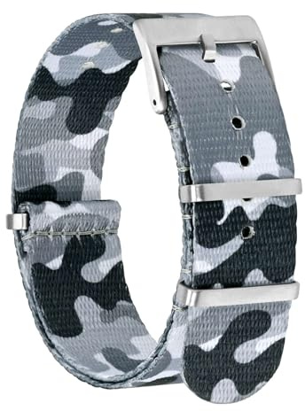 BISONSTRAP Nylon Uhrenarmband für Herren, Einteilige Militär Armband, 18mm 20mm 22mm