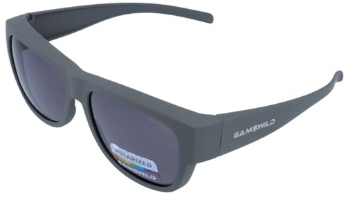 Gamswild WS6024 Überbrille - Sonnenbrille - Sportbrille - polarisierte bruchsichere Polycarbonatgläser mit 100% UV400 Schutz – 26g, Farbe: Grau