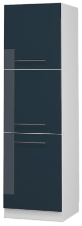 Vicco Vorratsschrank Fame-Line, Dunkelblau Hochglanz/Weiß 60 cm | MDF-Front · Soft-Close · Höhenverstellbare Füße · Metallgriffe · ✓ Frei kombinierbar