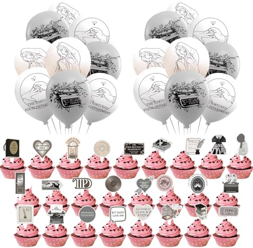 BDSHUNBF 43PCS Singer Birthday Party Decoration, Singer Cupcake Toppers, Cake Decorations, Birthday Cake Topper for Music Themed Party