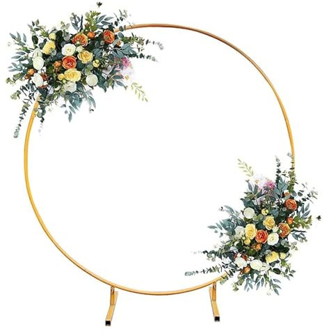 HJXGQJM Ballonbogen, Metall Hochzeitsbogen Rund, Traubogen Hochzeit,Metall Ballonbogen Ballon Hoop Frame, Luftballonbogen Für Geburtstag, Hochzeit, Abschlussfeier, Dekoration(Gold,120cm)